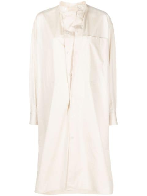 band-collar cotton shirtdress