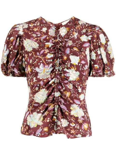 Ulla Johnson Elise ruched-silk blouse