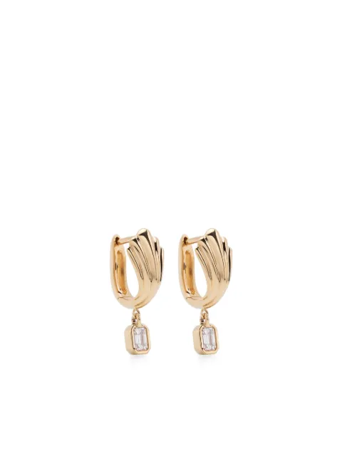 Lizzie Mandler Fine Jewelry 18K 옐로 골드 다이아몬드 허기 후프 이어링