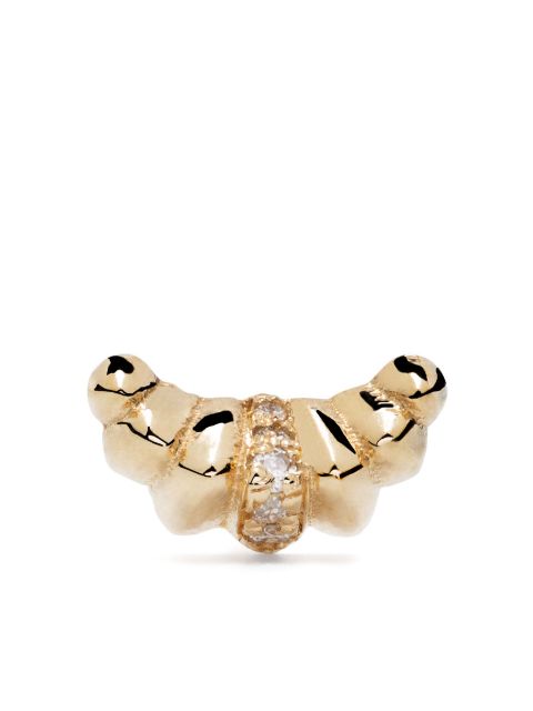 Lizzie Mandler Fine Jewelry arete Croissant en oro amarillo de 18kt con diamantes