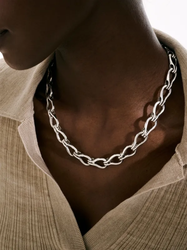 Chunky silver link on sale necklace