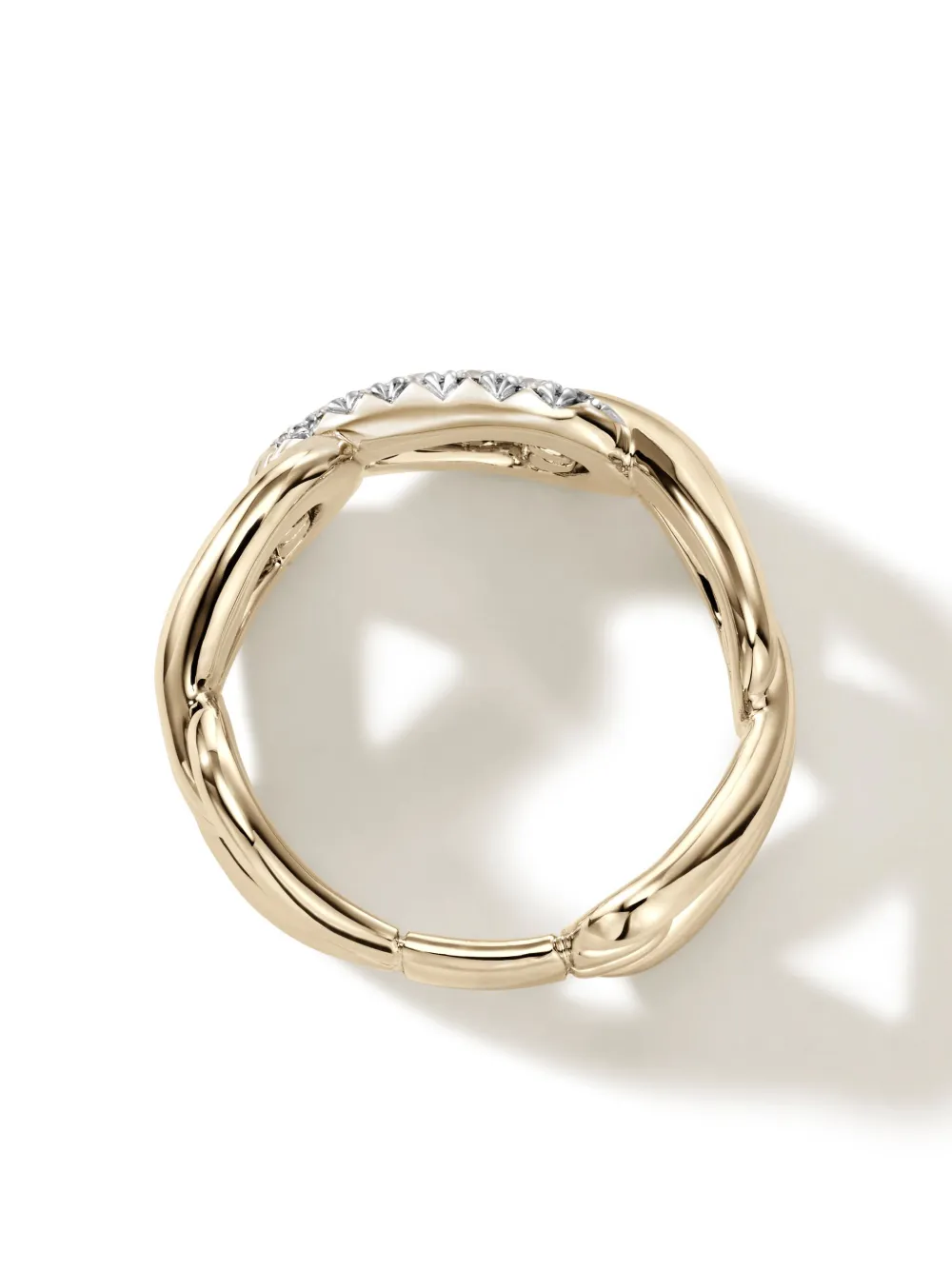 Shop John Hardy 18kt Yellow Gold Surf Pavé Link Diamond Ring