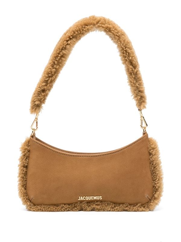 Brown Leather Handbag with Louis Vuitton Patch & Fringed Tassels