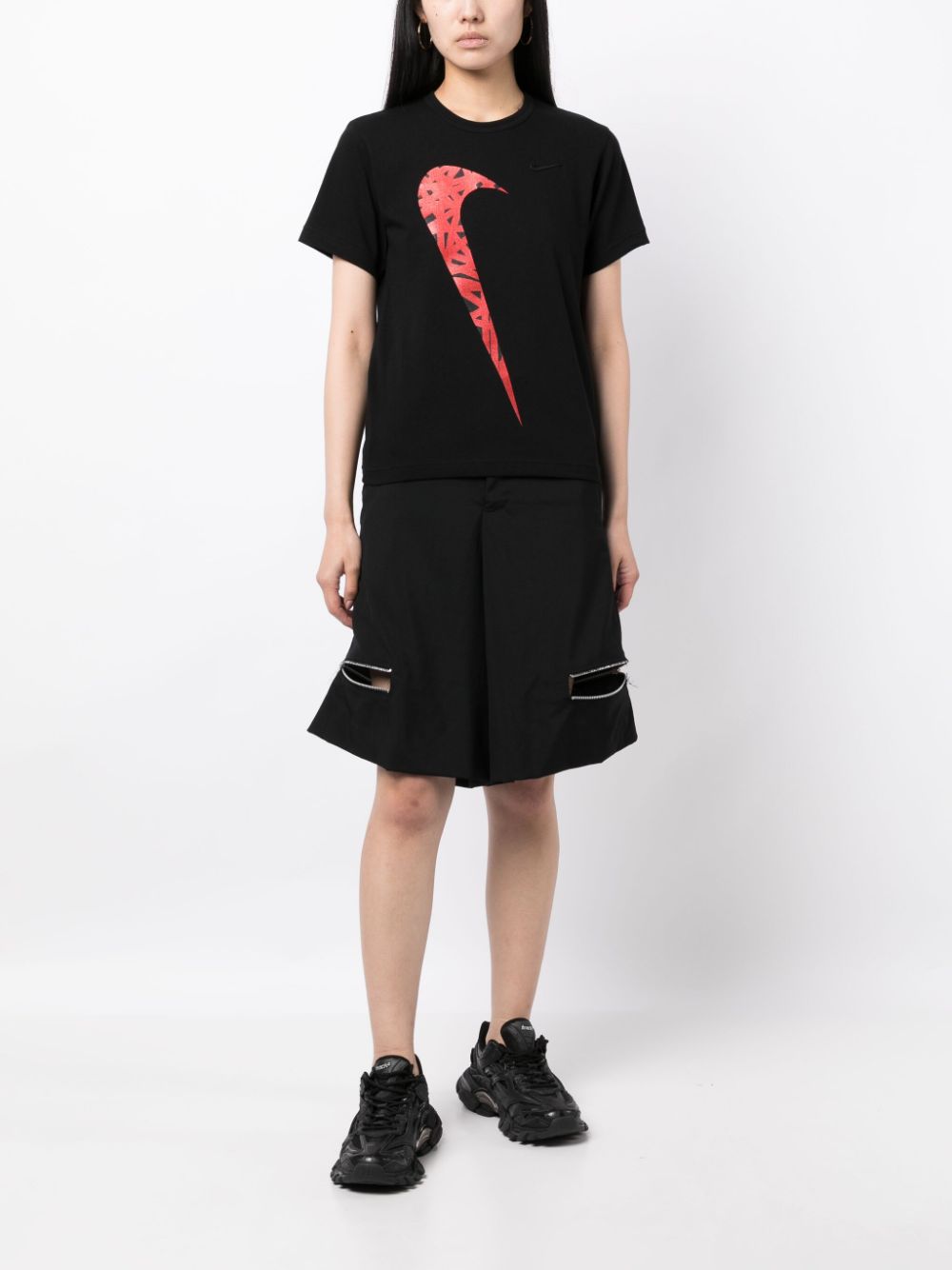 Black Comme Des Garçons x Nike T-shirt met logoprint Zwart