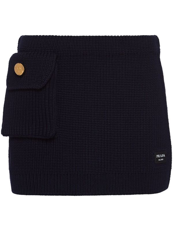 logo-patch wool mini skirt