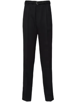 Prada triangle-logo silk-blend Track Pants | Black | FARFETCH CA
