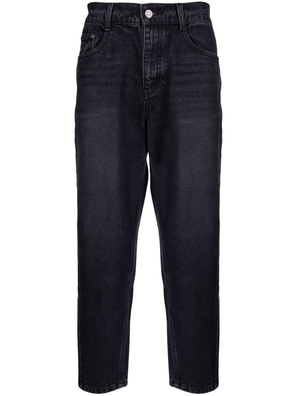 elasticated-waist cotton tapered jeans