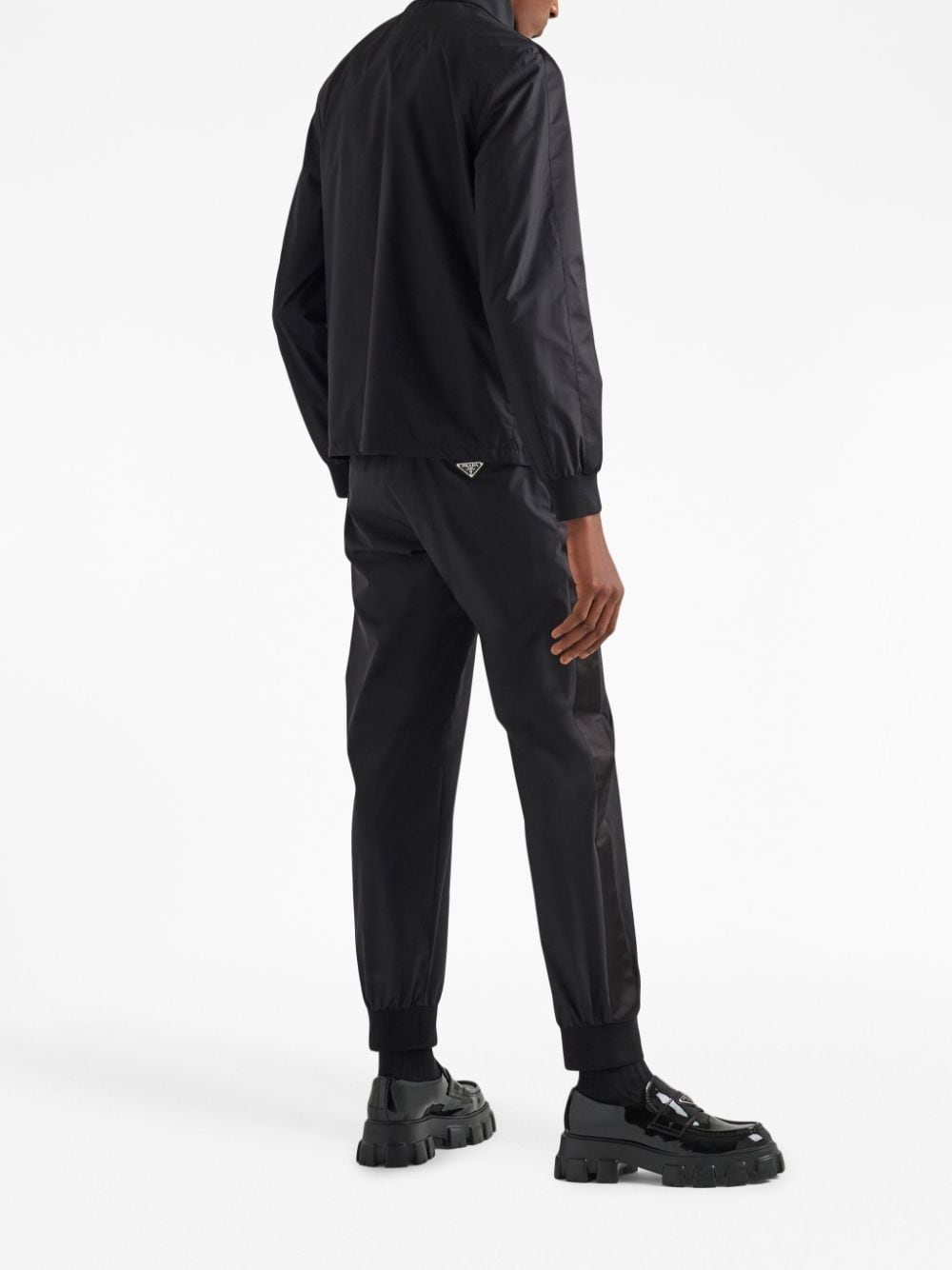 Shop Prada Triangle-logo Silk-blend Track Pants In Black