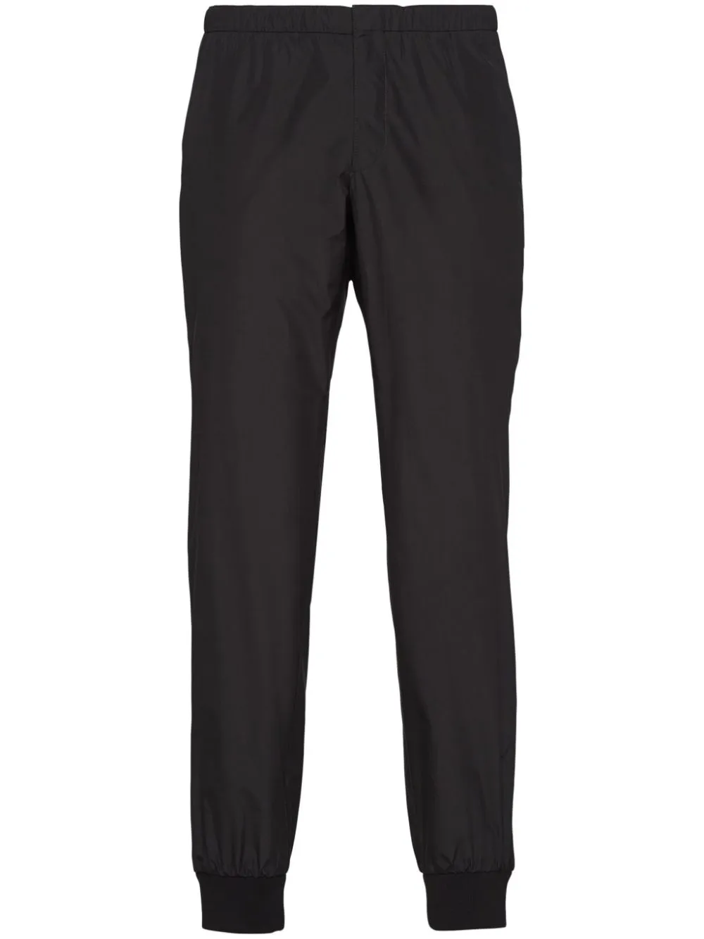 Prada Triangle-logo Silk-blend Track Pants In Black