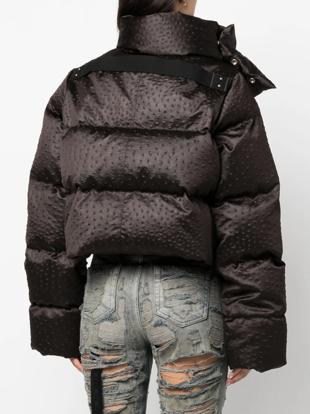 Rick Owens Donsjack met trechterhals Bruin