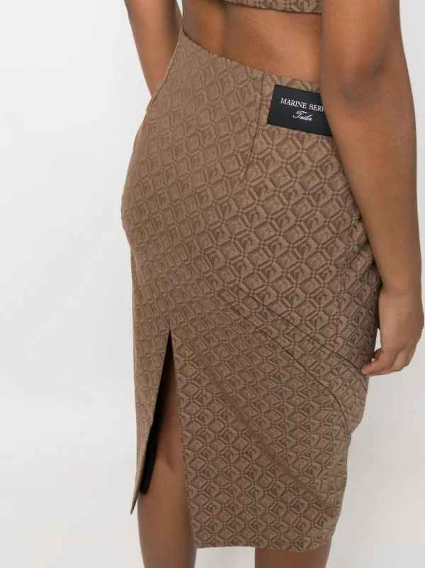 Marine Serre Regenerated Moon Diamant Jacquard Midi Skirt