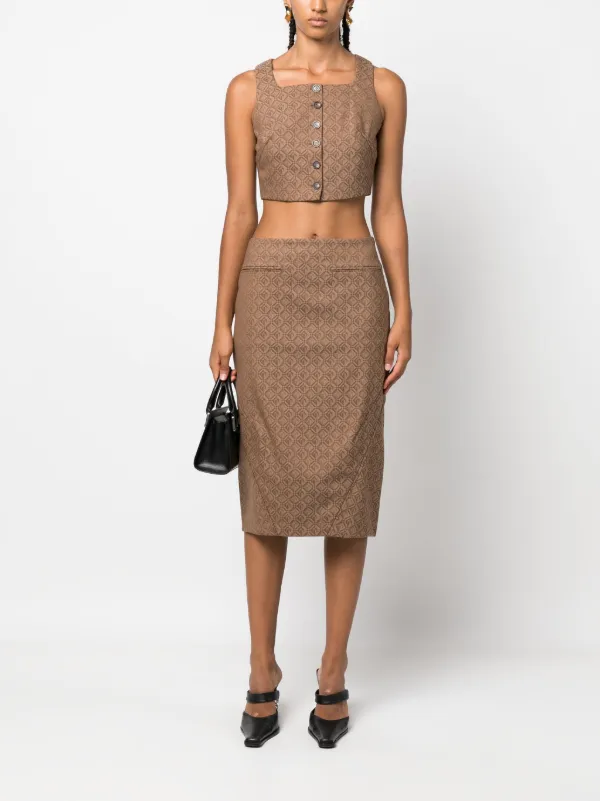 Marine Serre Regenerated Moon Diamant Jacquard Midi Skirt