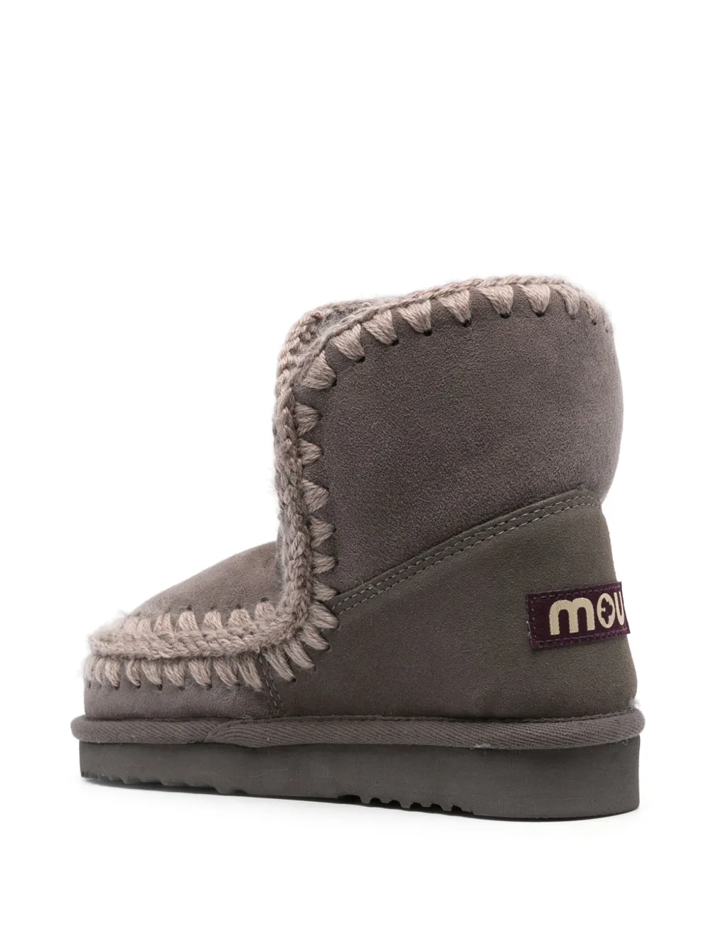 Mou Logo-patch Suede Ankle Boots In Grau