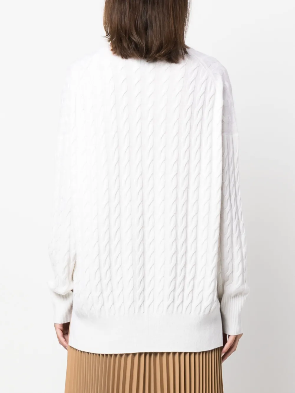 Allude Cable-knit Long-sleeve Jumper In Weiss