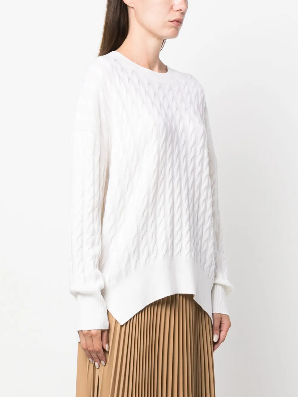 Allude Cable-knit Long-sleeve Jumper In Weiss