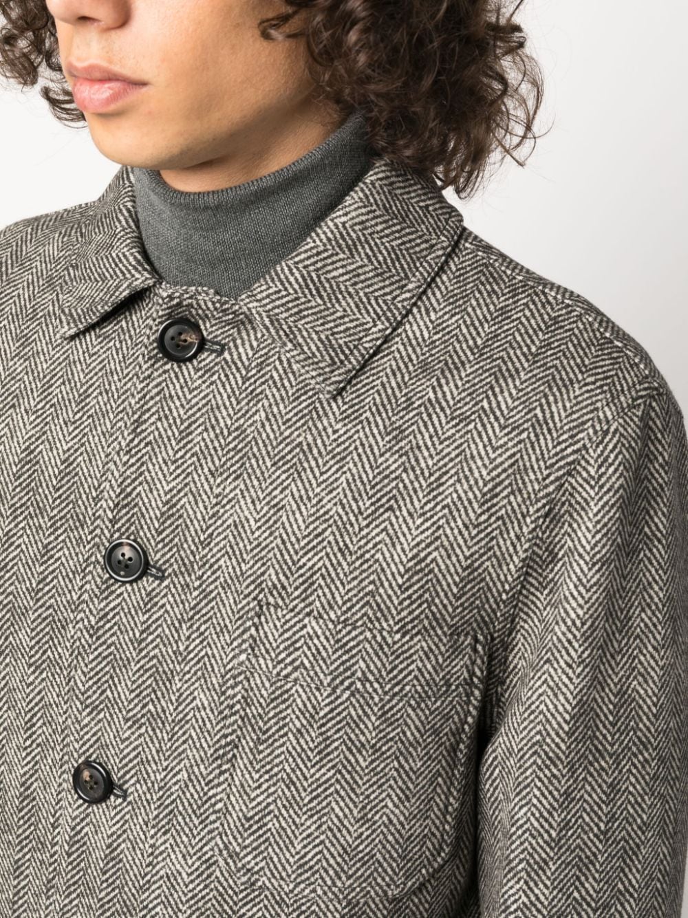 Shop Circolo 1901 Chevron-knit Shirt Jacket In Black