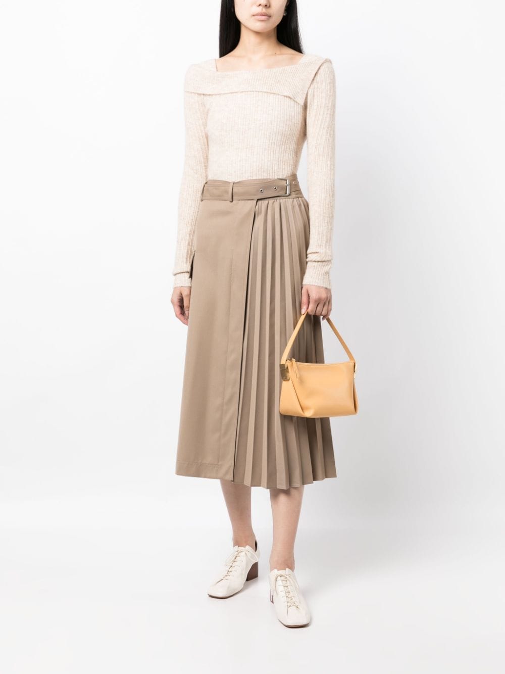 b+ab square-neck knitted jumper - Beige