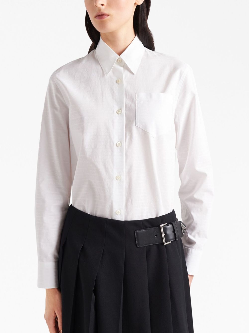 Shop Prada Jacquard Poplin Shirt In White