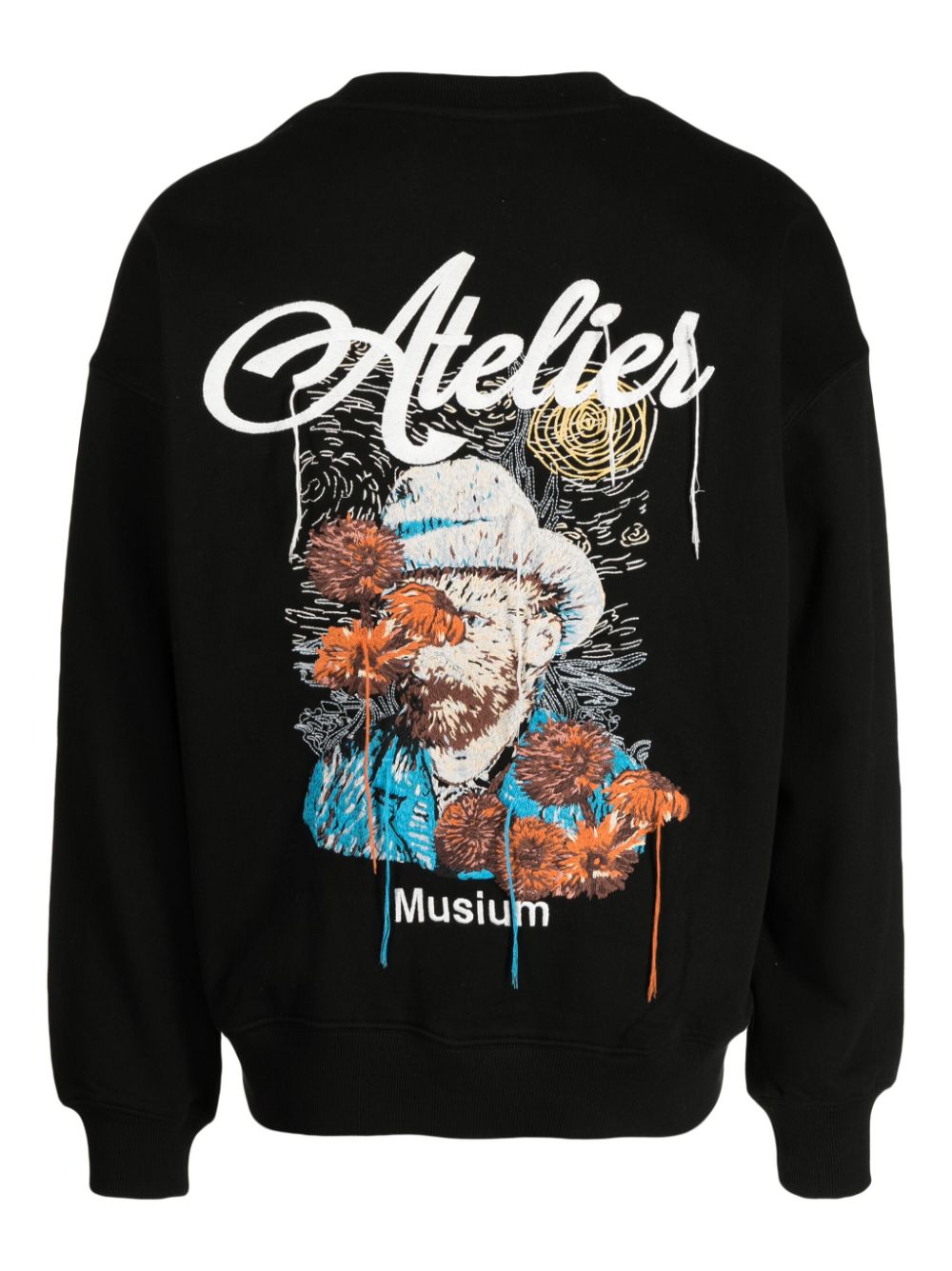 Musium Div. Sweater met logoprint Zwart