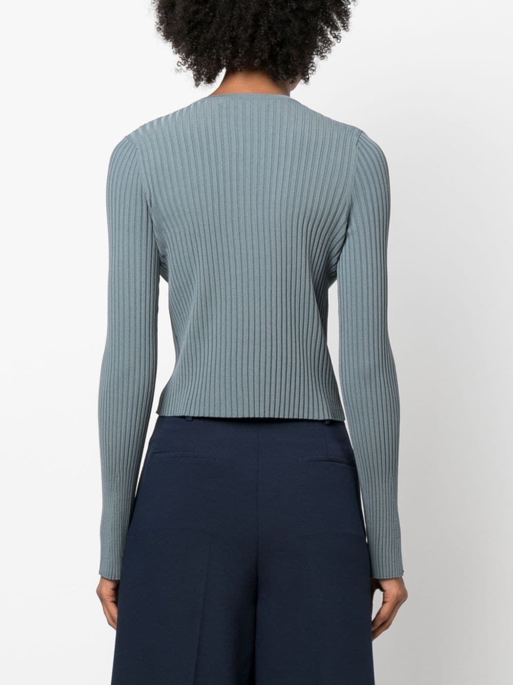 Shop Live The Process Juno Wide-ribbed Cardigan In Blue