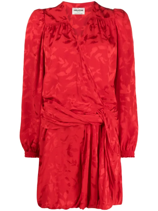 knee length dresses for ladies Rihoas Women's Jacquard Boat Neck A-Line Mini Dress, Wine Red / M