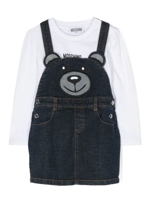 Moschino Kids Teddy Bear dungarees skirt set