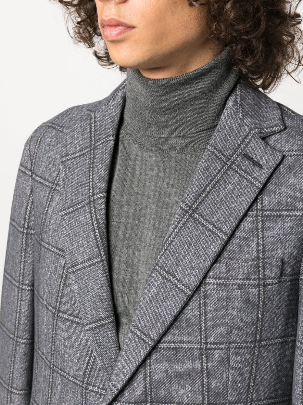 Shop Circolo 1901 Plaid-check Single-breasted Blazer In Blue