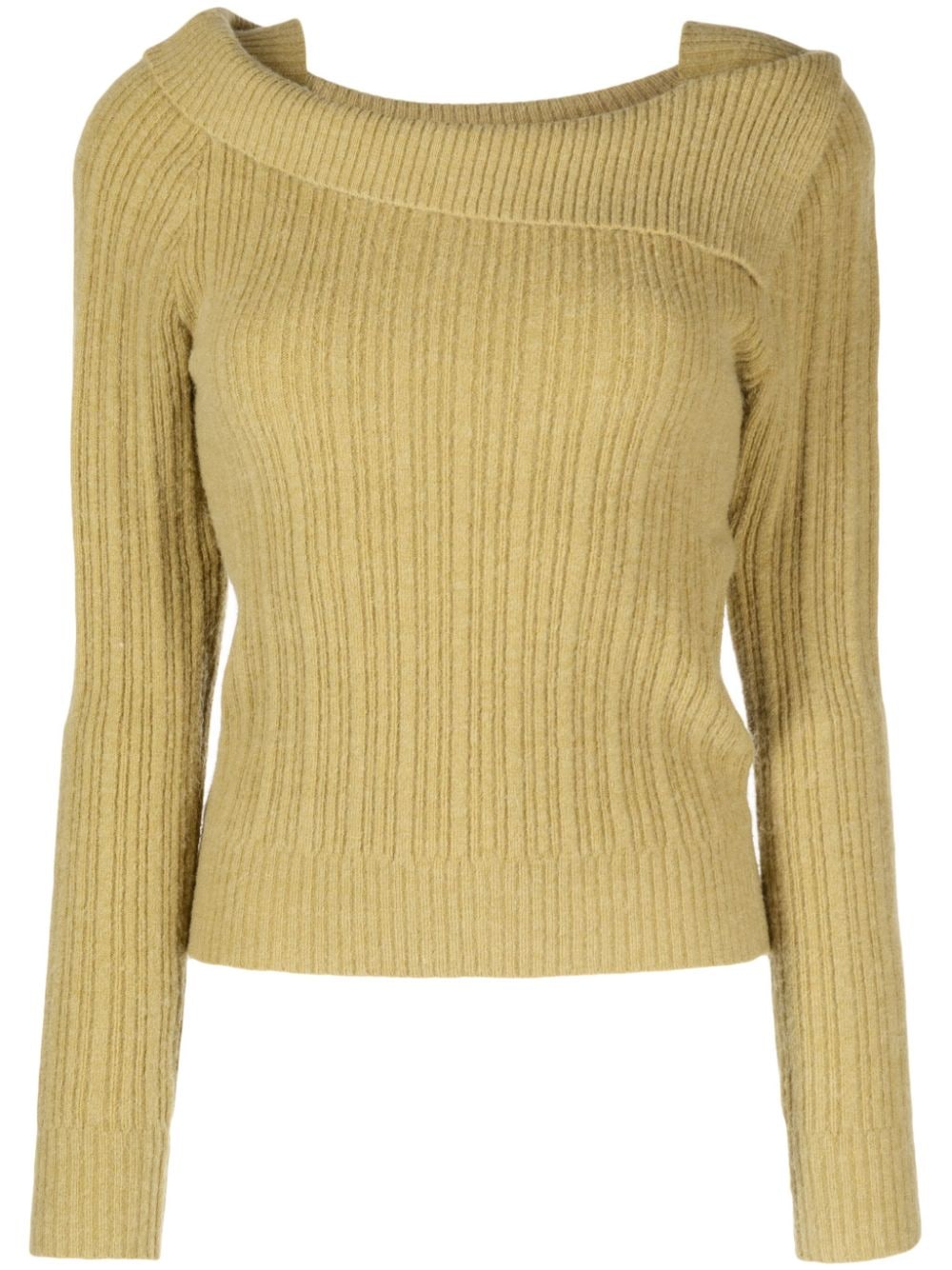B+ab Square-neck Knitted Jumper In Green
