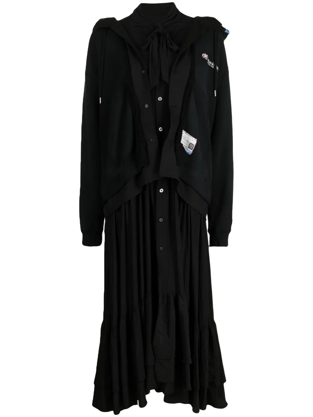 Maison Mihara Yasuhiro Hoodiejurk met geborduurd logo Zwart