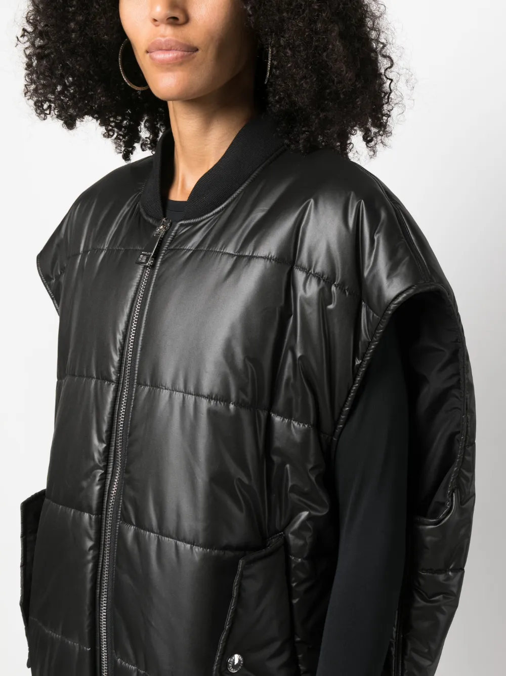 Shop Khrisjoy Padded Bomber Vest In Black