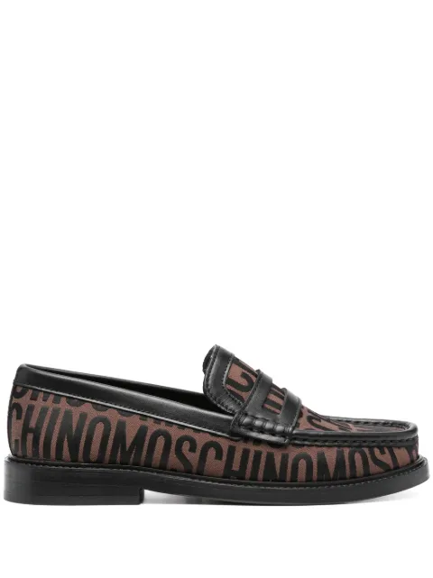 Moschino logo-jacquard two-tone loafers
