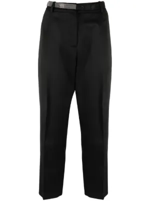 パンツ Fabiana Filippi Black High Waist Trousers Women's Dress Pants: Satin & Wool Pants | Fabiana Filippi®