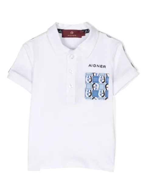 Aigner Kids logo-embroidered cotton polo shirt