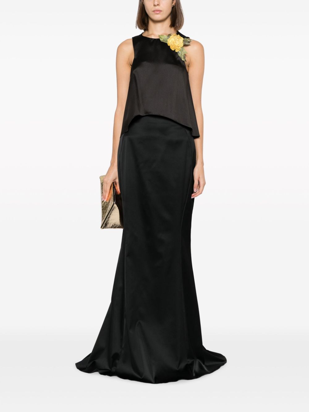 Shop Gemy Maalouf Mermaid Satin Maxi Skirt In Black