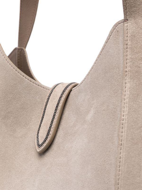 Brunello Cucinelli Large Monili Suede Top-Handle Bag