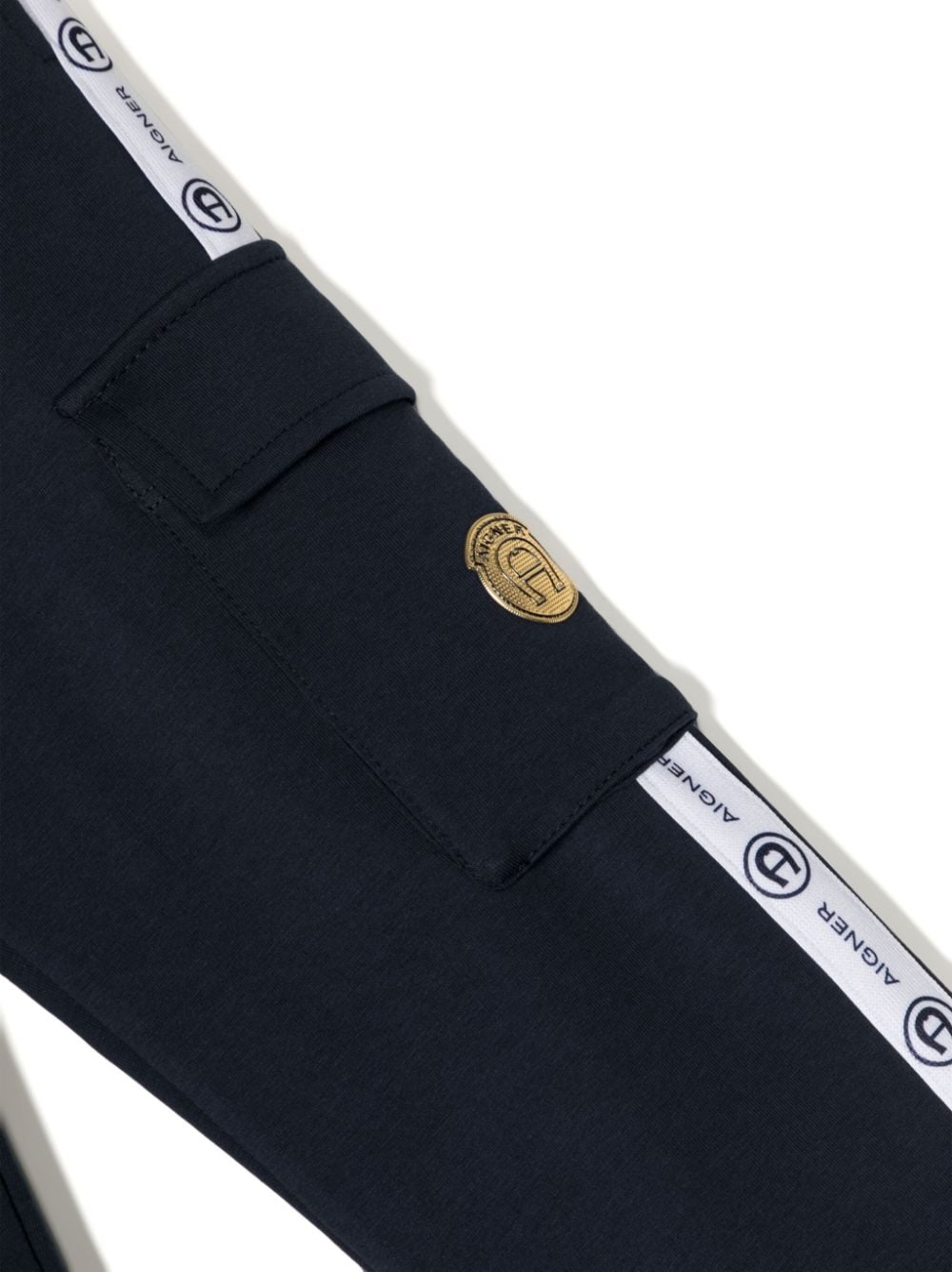 Shop Aigner Logo-tape Drawstring Track Pants In Blue