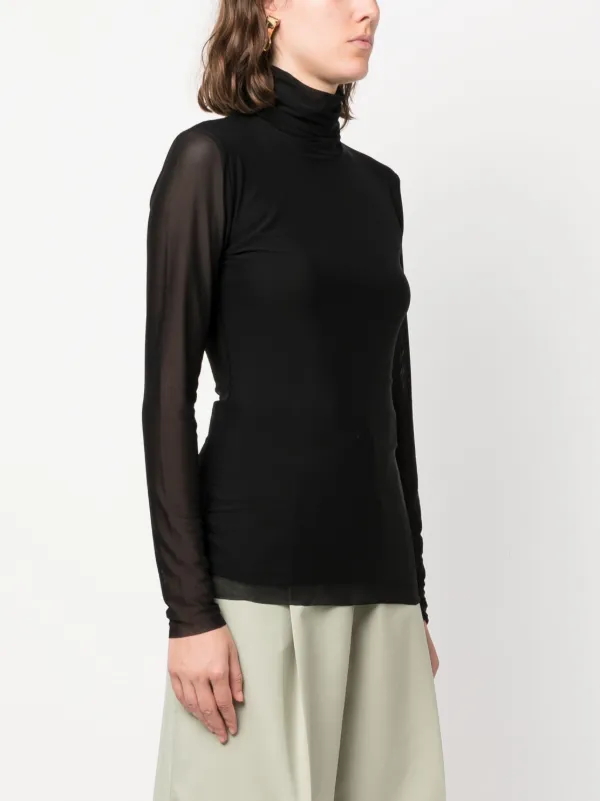 black roll neck long sleeve top