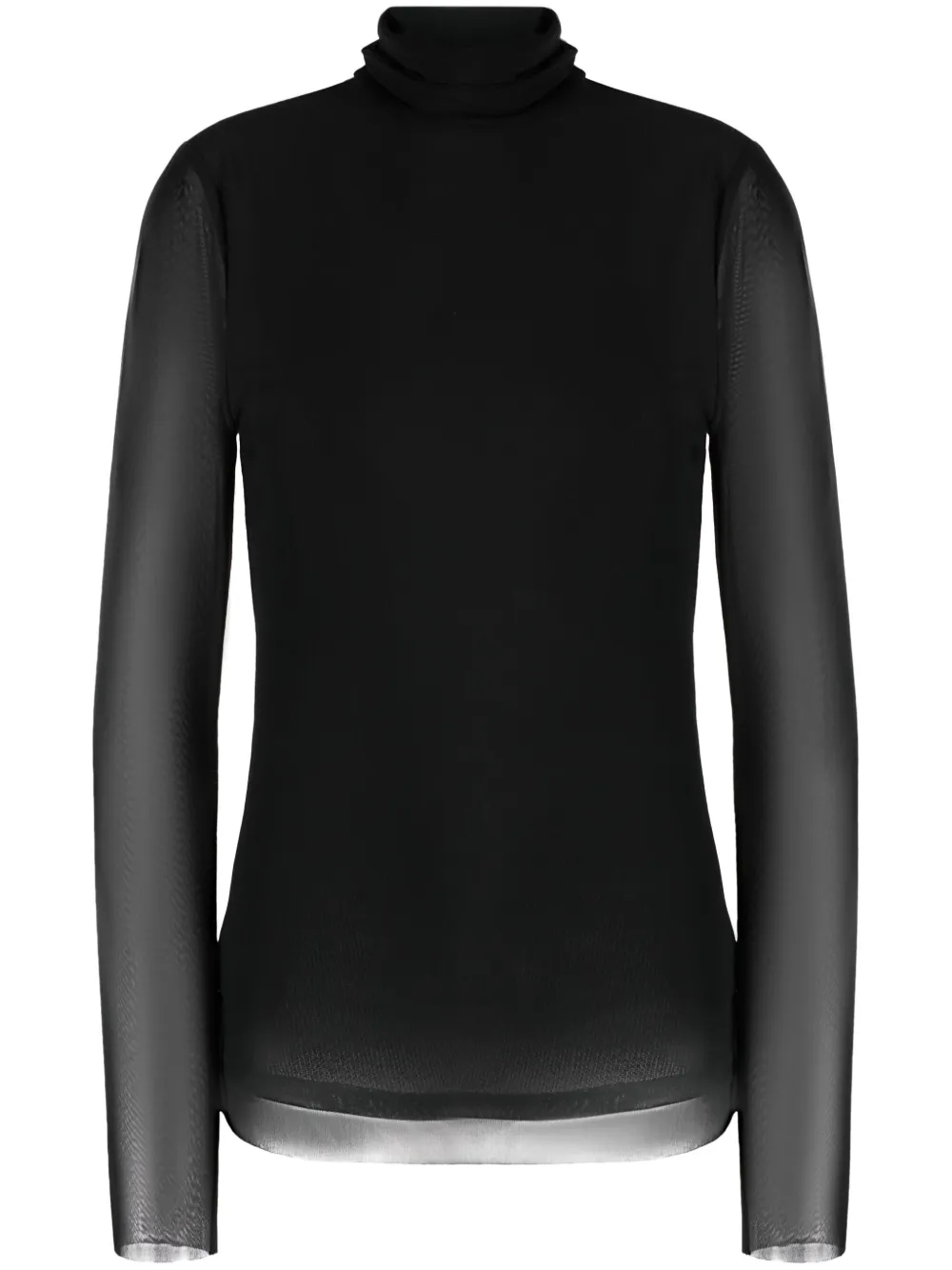 black roll neck long sleeve top