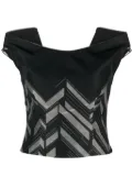 Gemy Maalouf V-back chevron-pattern top - Black