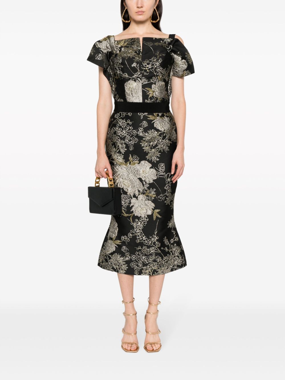 Shop Gemy Maalouf Floral-jacquard Sleeveless Blouse In Black