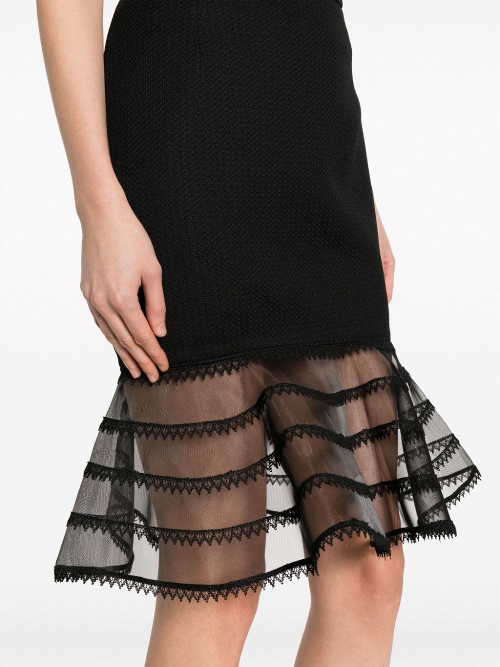 Shop Gemy Maalouf Sheer-hem Jacquard Miniskirt In Black