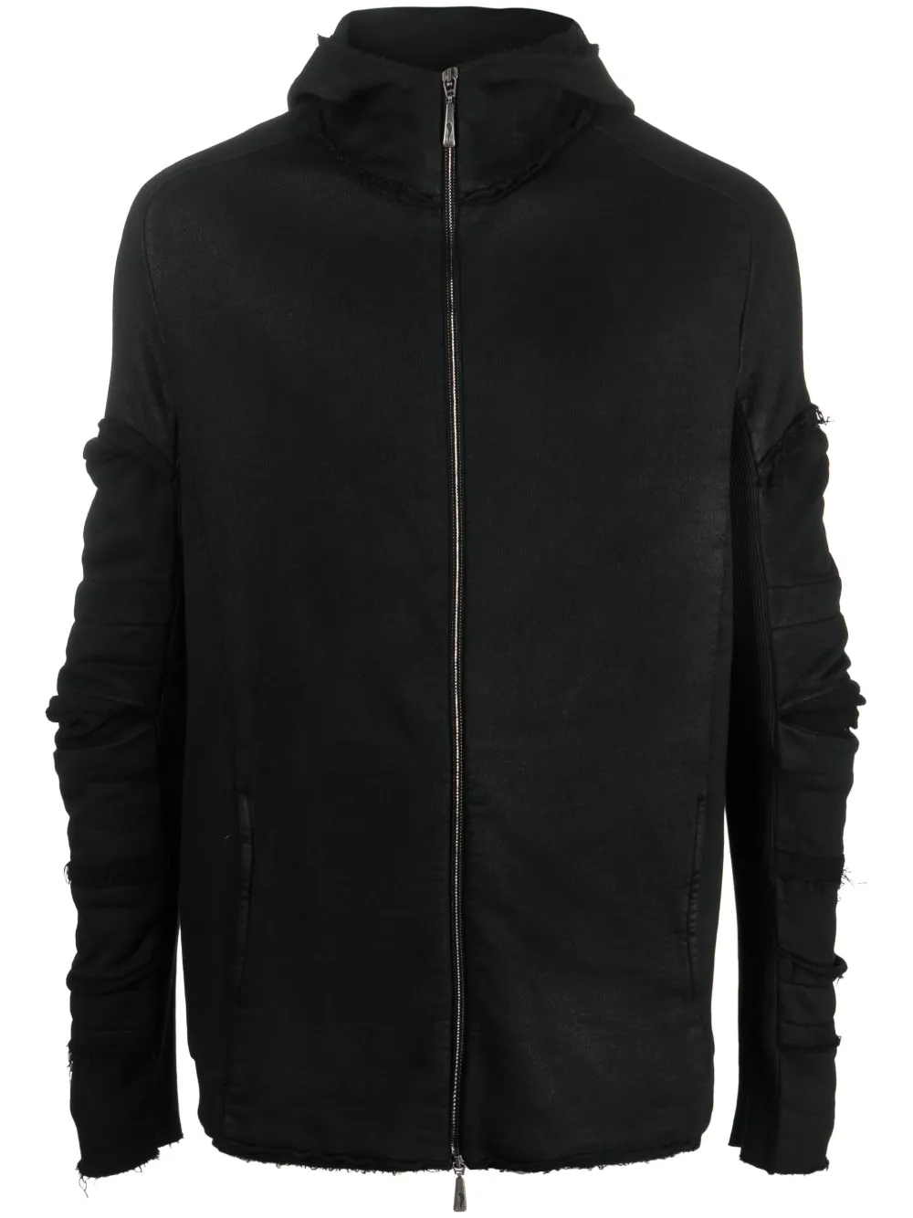 Masnada draped cotton zip-up hoodie | Black | Image 1