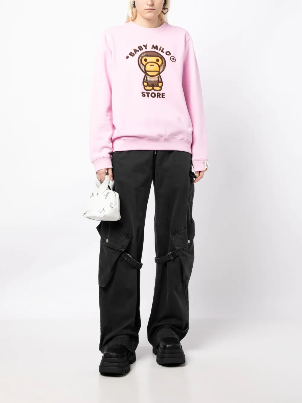 *BABY MILO® STORE BY *A BATHING APE® Sweater met geborduurd logo - Roze