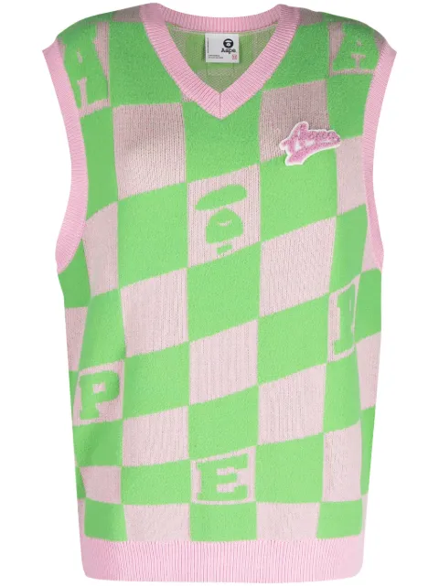AAPE BY *A BATHING APE checkerboard knitted vest Women