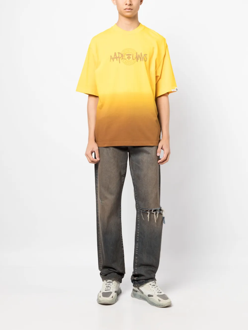 AAPE BY *A BATHING APE® T-shirt met logoprint - Geel