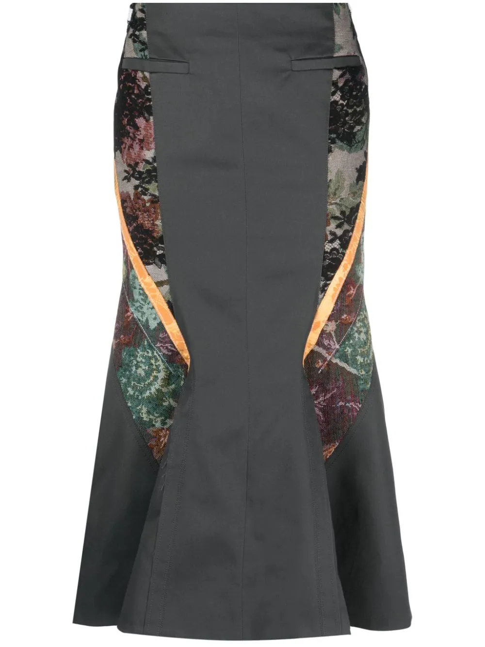 Marine Serre Regenerated Floral Tapestries Panelled Flared Skirt In Grey