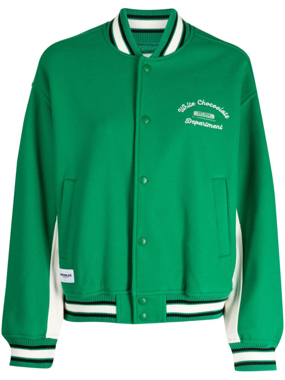 Chocoolate Logo-print Striped Bomber Jacket In Green