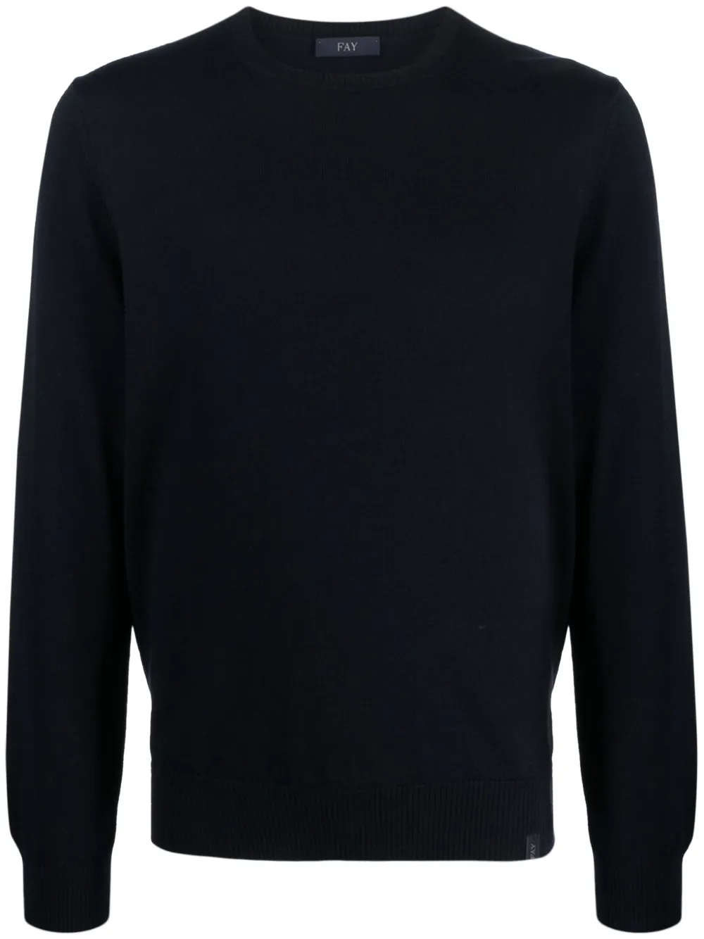 Fay Round-neck Virgin Wool Sweater In Blue