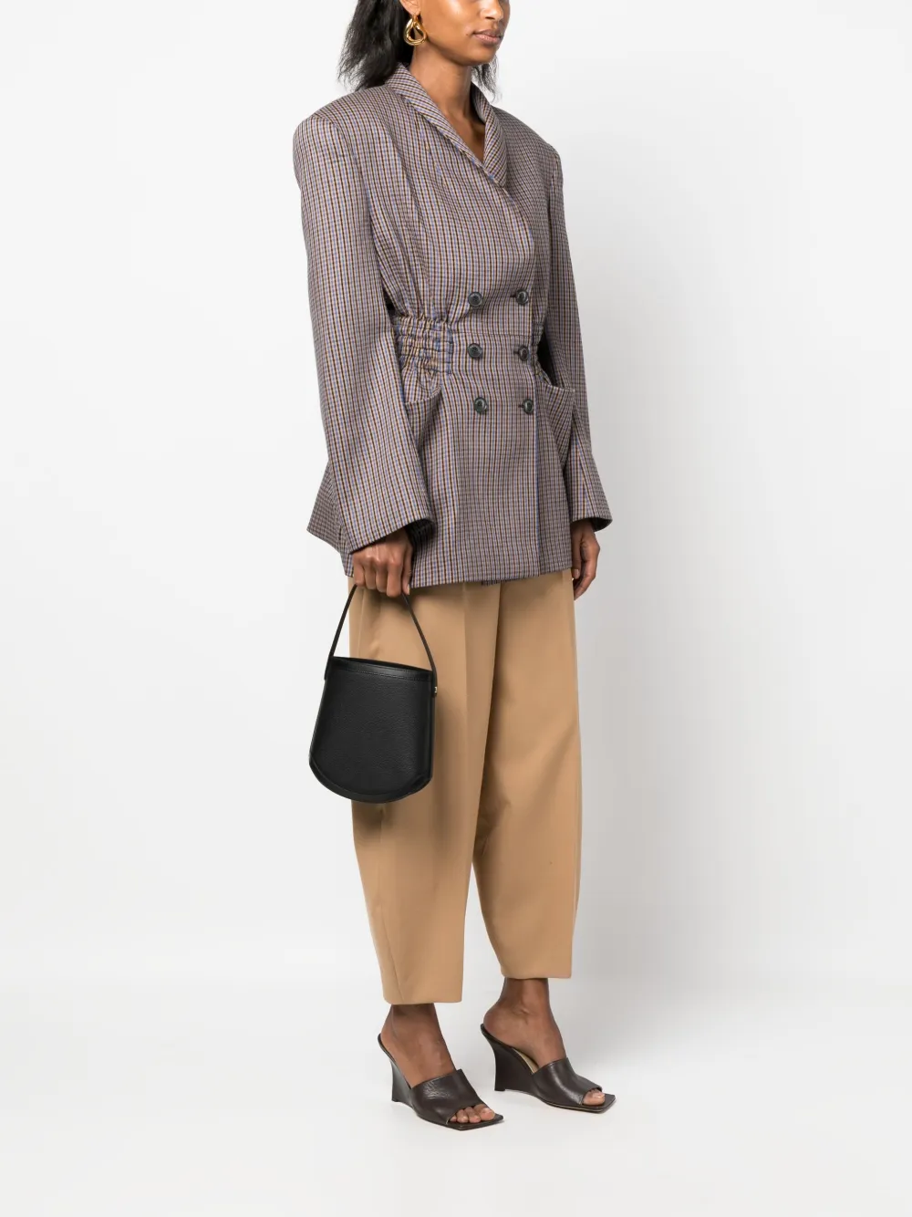 Savette Leren bucket-tas - Zwart