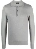 Brioni flat-pointed collar button-fastening polo shirt - Grey